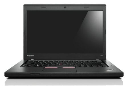 14" Full HD - Lenovo Thinkpad L450 - Intel i5 4300U 2,9GHz max - 128GB SSD - 8GB Win10 Pro - XL Batteri - Sølv stand