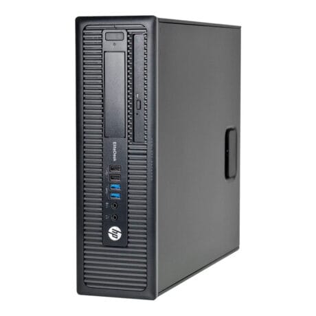 HP EliteDesk 800 G1 SFF - Intel i5 4570 3,2GHz 120GB SSD + 250GB HDD 4GB Win10 Pro - Guld stand