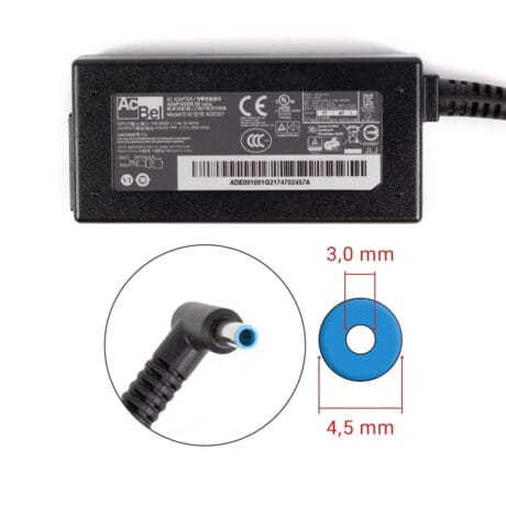Kampagne vare, HP 45W 19.5V 2.31A strømforsyning med 4.5mm x 3.0mm - Pin inside - Blå stik - Kompatibel