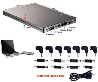 - Kampagne vare, Portable Laptop Battery Pack (5.5v, 16V and 19V) - Grøn Computer - Genbrugt IT med omtanke - 5743 31675