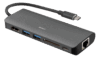 USB-C Docking Station med HDMI, RJ45, 2xUSB Type A, USB-C port til opladning, hukommelseskortlæser, sort