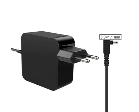 Asus, Acer, 45W 19V 2.37A strømforsyning med 3.0mm x 1.1mm Barrel, Center - kompatibel