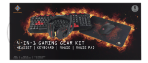 - GAMING 4-i-1 Gaming Gear Kit, Tastatur / Mus / Musemåtte / Headset, sort - Grøn Computer - Genbrugt IT med omtanke - GAM 023 zzz