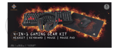 - GAMING 4-i-1 Gaming Gear Kit, Tastatur / Mus / Musemåtte / Headset, sort - Grøn Computer - Genbrugt IT med omtanke - GAM 023 zzz