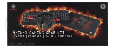 GAMING 4-i-1 Gaming Gear Kit, Tastatur / Mus / Musemåtte / Headset, sort