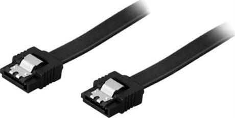 DELTACO SATA-kabel, SATA 6Gb/s, låse-clips lige-lige, 0,3m, sort
