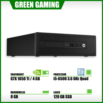 - ALL ROUND GAMER PC - All-Round med Core i5 & GTX 1050 Ti 4G - Grøn Computer - Genbrugt IT med omtanke - GC D HPED800G2 MU T005GTX1050Ti