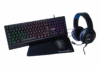 Gear4U 4-IN-1 Gaming Combo - Tastatur, mus, headset og musepudesæt - bagbelyst - Nordisk - sort