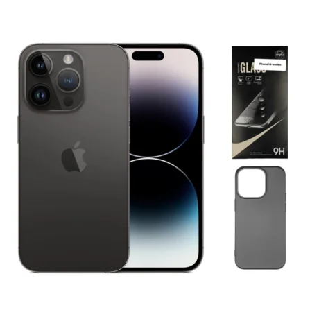 Apple iPhone 14 Pro 128GB (Space Black) - Sølv stand bundle - e-SIM