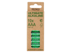 DELTACO Ultimate Alkaline batteries, LR03/AAA size, 10-pack
