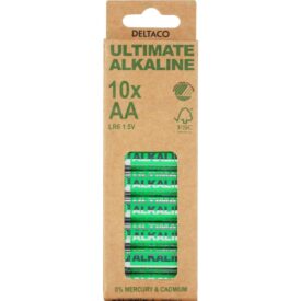 DELTACO Ultimate Alkaline batteries, LR6/AA size, 10-pack