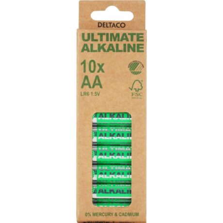 DELTACO Ultimate Alkaline batteries, LR6/AA size, 10-pack