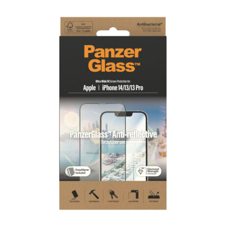 PanzerGlass Anti-reflective Screen Protector Apple iPhone 14 - 13 - 13 Pro - Ultra-Wide Fit w. EasyAligner