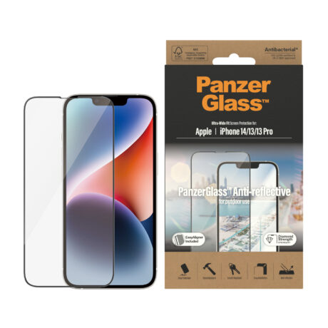 PanzerGlass Anti-reflective Screen Protector Apple iPhone 14 - 13 - 13 Pro - Ultra-Wide Fit w. EasyAligner