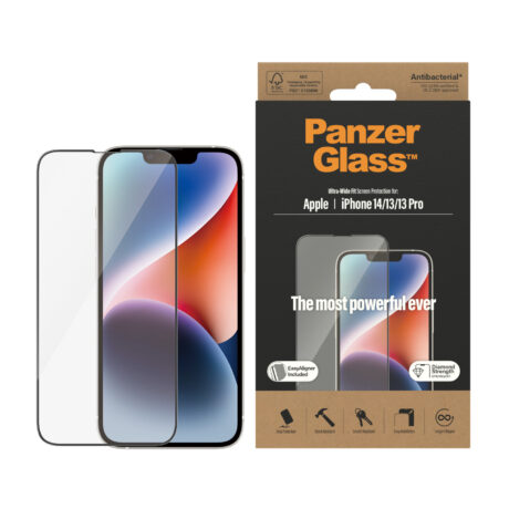 PanzerGlass Screen Protector Apple iPhone 14 - 13 - 13 Pro - Ultra-Wide Fit w. EasyAligner