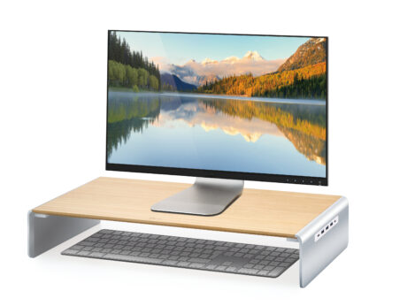 j5create Wood Monitor Stand with Docking Station