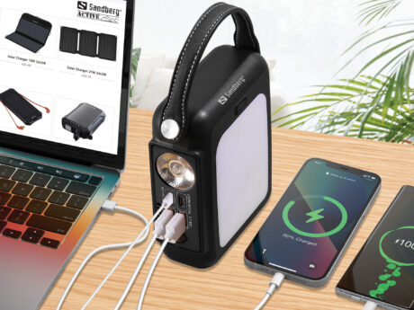 Sandberg Hand Crank Powerbank 20000 mAh Powerbank - Sort - 20000 mAh