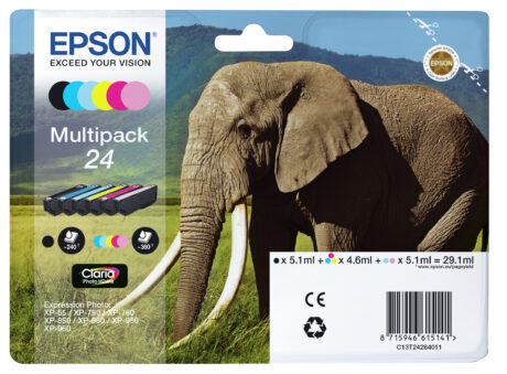 Epson 24 Multipack (Black Yellow Cyan Magenta - Light Cyan - Light Magenta) - Blækpatron Cyan