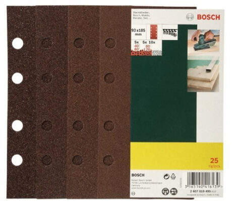 Bosch Slibebladssæt med 25 stk. til rystepudsere, korn 40, 60, 80, 120