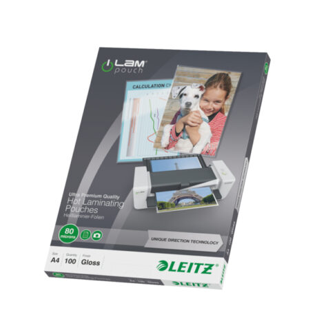Leitz Lamineringslomme A4 UDT 80 mic. Æske/100