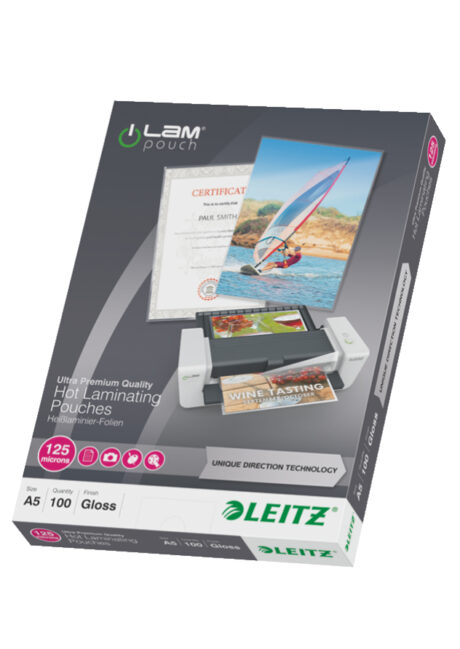 Leitz Lamineringslomme A5 UDT 125mic. Æske/100