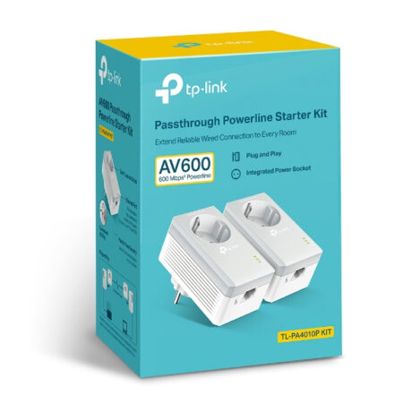 TP-Link TL-PA4010P KIT AV600 Passthrough Powerline Starter Kit Homeplug - PowerLine