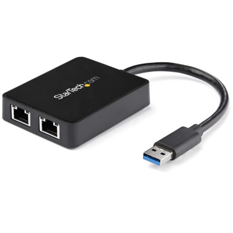 StarTech.com USB32000SPT USB 3.0 to Dual Port Gigabit Ethernet Adapter w/ USB Port 10/100/1000 Mbps USB Gigabit LAN Network NIC Adapter