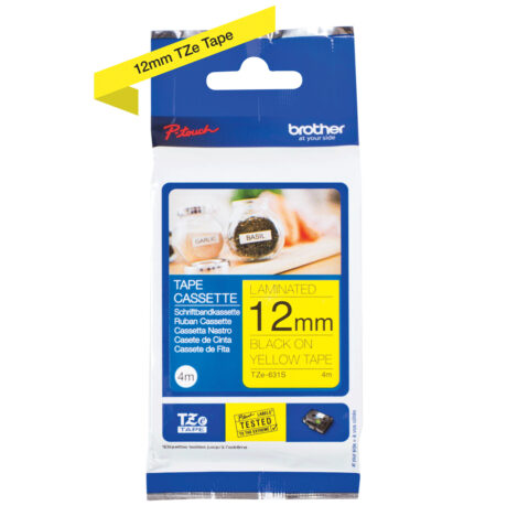 Brother TZe 631S - Black on yellow Roll (1.2 cm x 4 m)