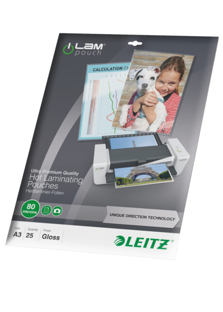 Leitz Lamineringslommer A3 UDT 80 my, 25 stk.