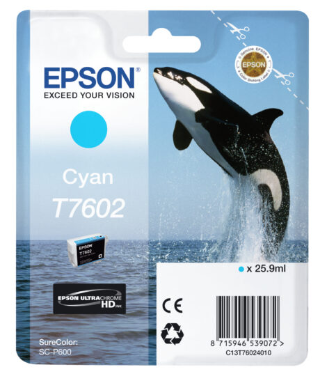 Epson T7602 - Cyan Ink - Blækpatron Cyan