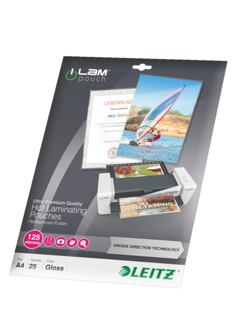 Leitz Lamineringslommer A4 UDT 125 my, 25 stk.