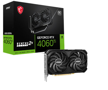 MSI GeForce RTX 4060 Ti VENTUS 2X BLACK OC - 8GB GDDR6 RAM - Grafikkort