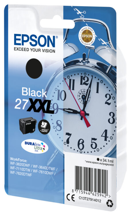 Epson 27XXL - C13T2791 Black Ink - Blækpatron Sort