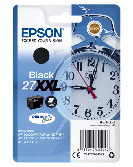 Epson 27XXL - C13T2791 Black Ink - Blækpatron Sort