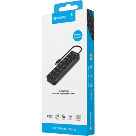 Sandberg 7-Port USB3.0 Hub USB hub - USB 3.0 - 7 ports - Sort