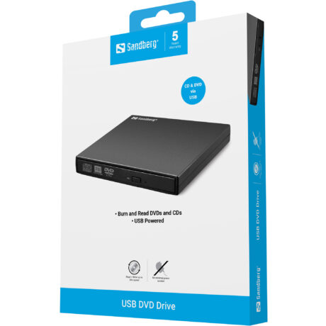 Sandberg USB Mini DVD Burner - DVD-RW (Brænder) - USB 2.0 - Sort