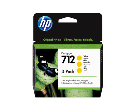 HP 712 - 3ED79A 3-Pack Yellow Ink - Blækpatron Gul