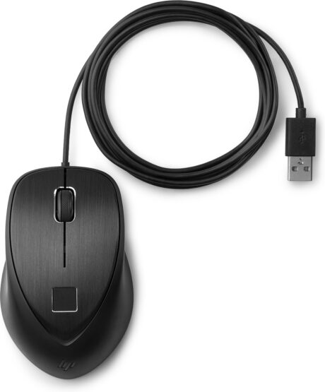 HP USB Fingerprint Mouse - 4TS44AA - Mus - Laser - 3 knapper - Sort