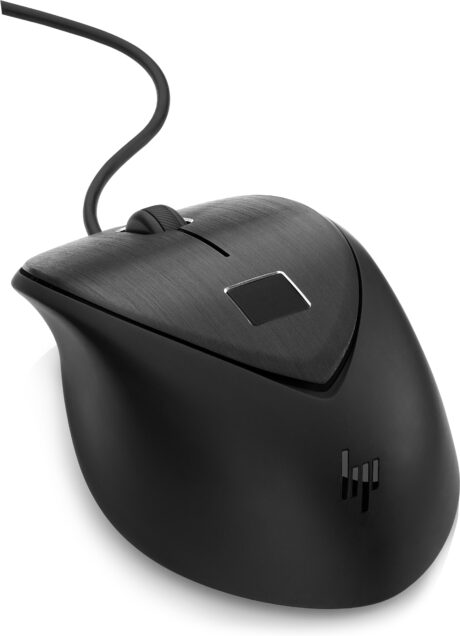 HP USB Fingerprint Mouse - 4TS44AA - Mus - Laser - 3 knapper - Sort