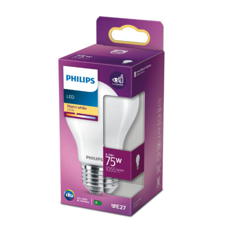 Philips LED pære Classic Standard 8,5W/827 (75W) Mat E27