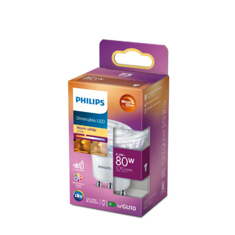 Philips LED pære Spot 6,2W/922-927 (80W) 36° WarmGlow Dæmpbar GU10