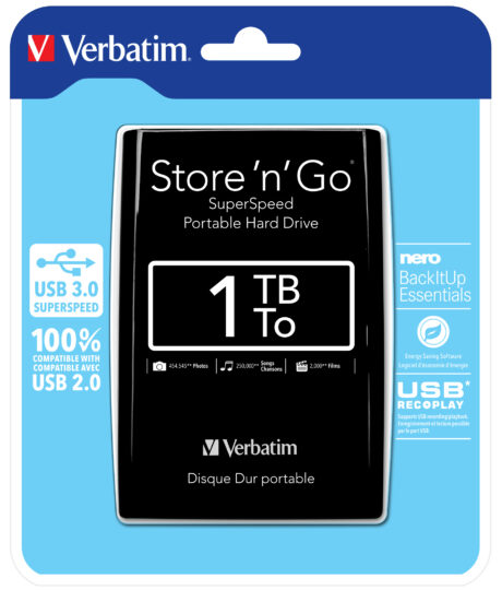 Verbatim Store'n'Go Portable Black - 1TB - Ekstern Harddisk - Sort