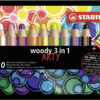 STABILO woody Arty 3 in 1 sæt med 10 penne inkl. spidser