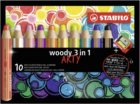 STABILO woody Arty 3 in 1 sæt med 10 penne inkl. spidser
