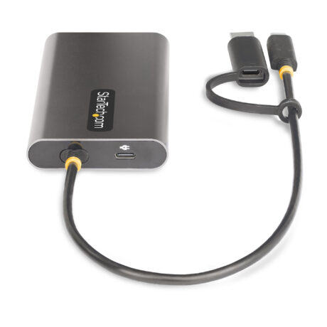 StarTech.com USB-C to Dual-HDMI Adapter USB-C or A to 2x HDMI 4K 60Hz 100W PD Pass-Through 1ft (30cm) Built-in Cable External Video Graphics Adapter