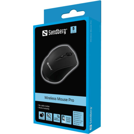 Sandberg Pro Wireless - Mus - 5 knapper - Sort
