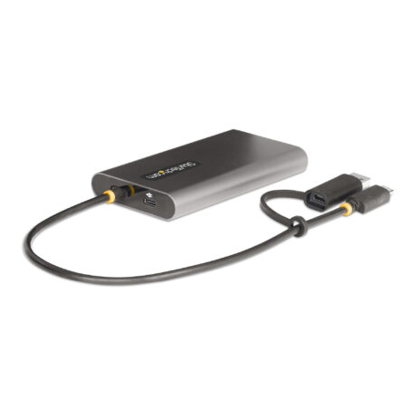 StarTech.com USB-C to Dual-HDMI Adapter USB-C or A to 2x HDMI 4K 60Hz 100W PD Pass-Through 1ft (30cm) Built-in Cable External Video Graphics Adapter