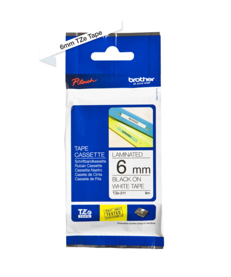 Brother TZE211 - black on white Roll (0.6 cm x 8 m)