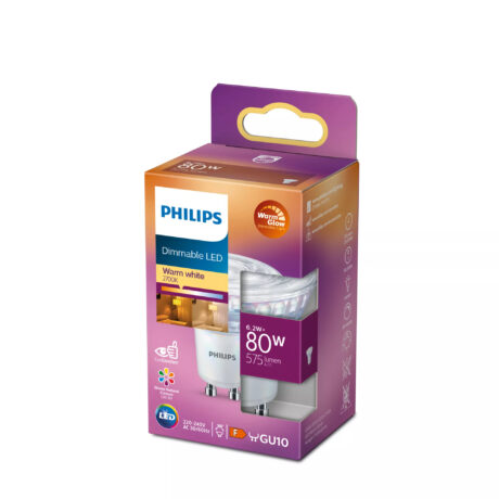 Philips LED pære Spot 6,2W/922-927 (80W) 36° WarmGlow Dæmpbar GU10