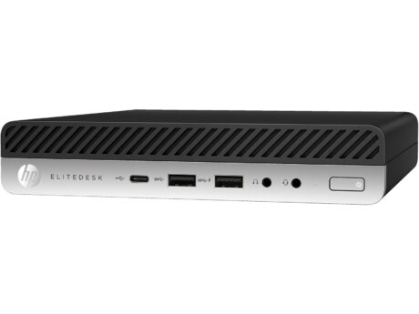 T1A HP EliteDesk 800 G5 Refurbished Intel® Core™ i5 i5-9500T 16 GB DDR4-SDRAM 512 GB SSD Windows 11 Pro Mini PC Sort, Sølv - Guld stand